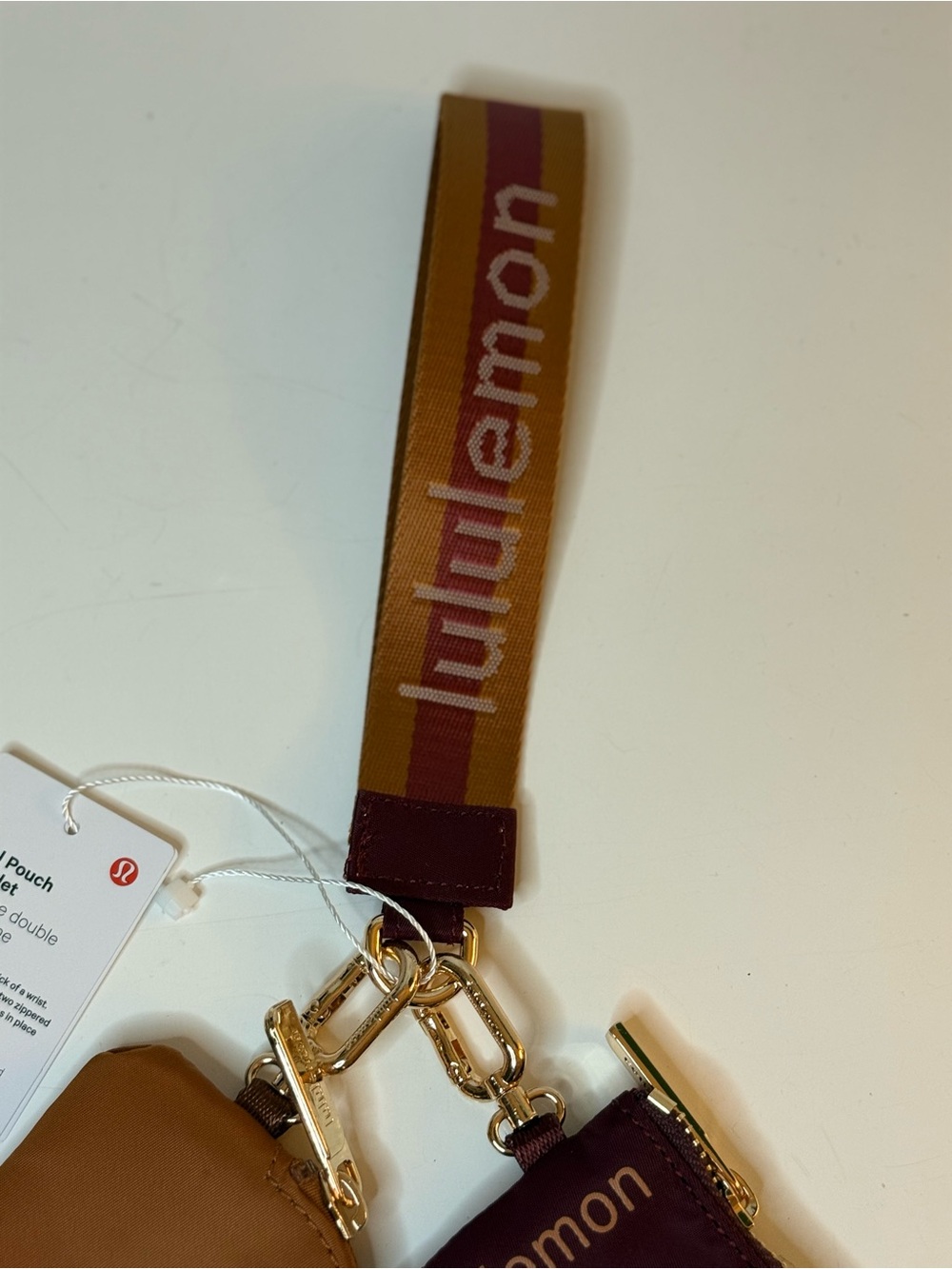 lululemon Dual Pouch Wristlet in Cognac Brown & Burgundy - Picture 7 of 7